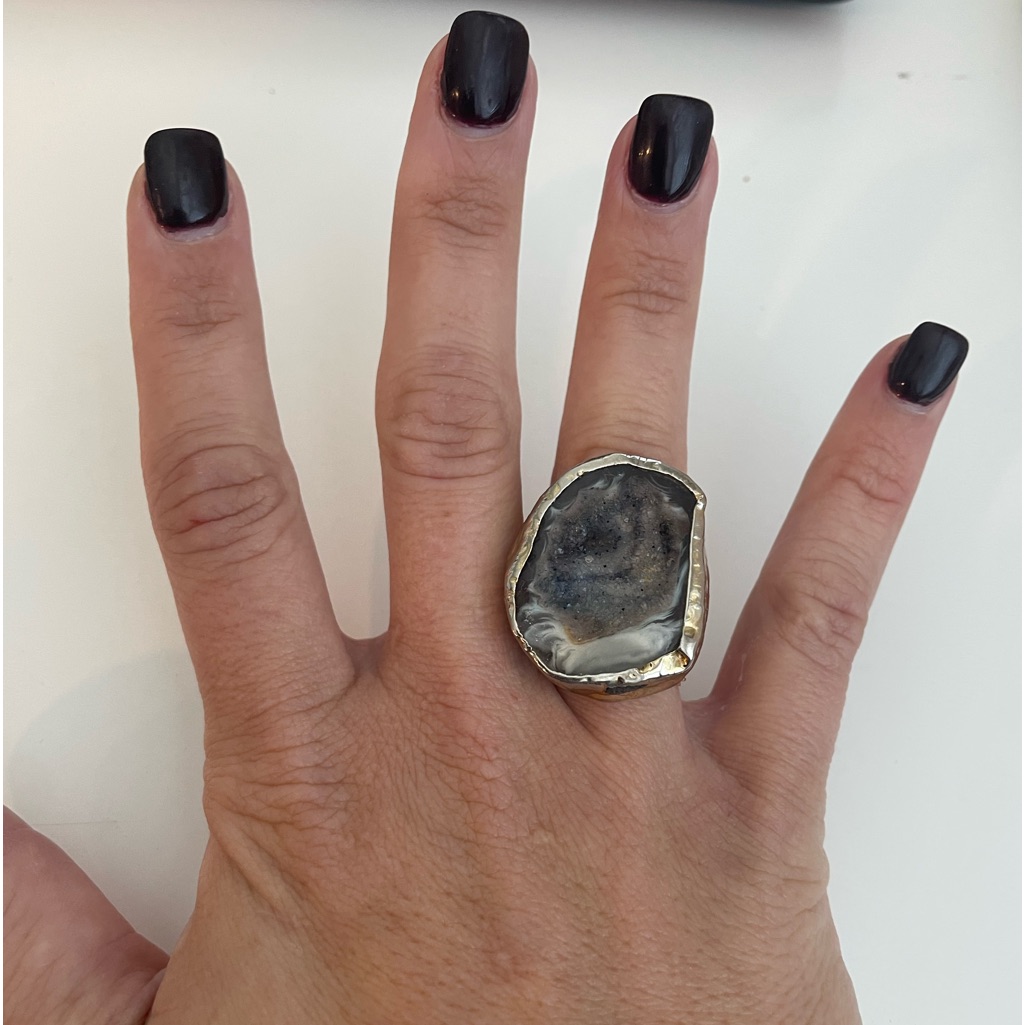 Adjustable Geode Ring